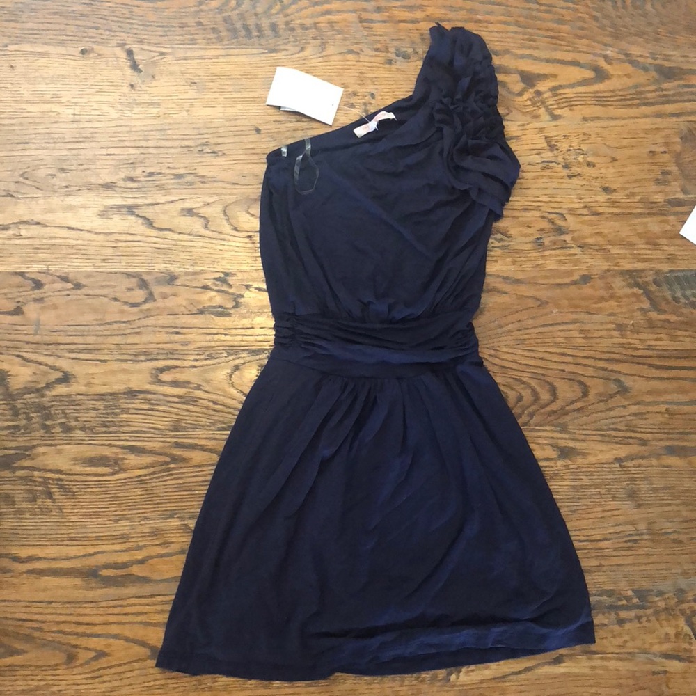 Casual Couture Navy off one shoulder dress